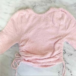 FOR LOVE & LEMONS Super Soft Light Pink Fuzzy Knit Balletcore Sweater